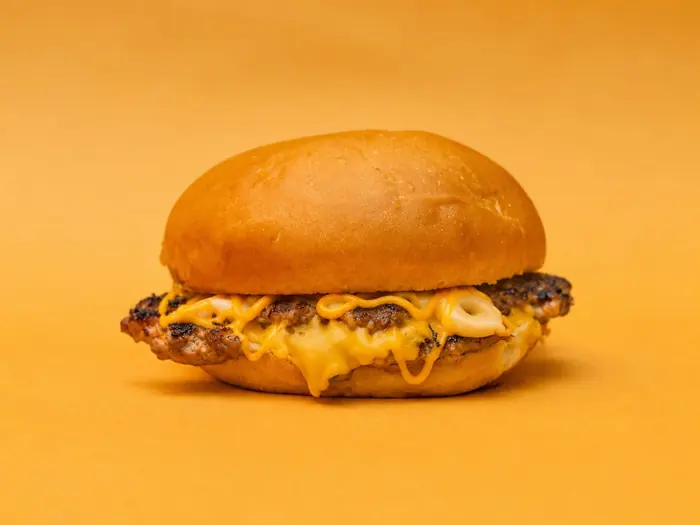 Double Beef Burger — Healthy Version, Olaya, Al Khobar Double beef burger with melted cheddar cheese