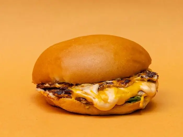 Double Grilled Chicken Burger — Healthy Version, Olaya, Al Khobar Double grilled chicken burger with melted cheese