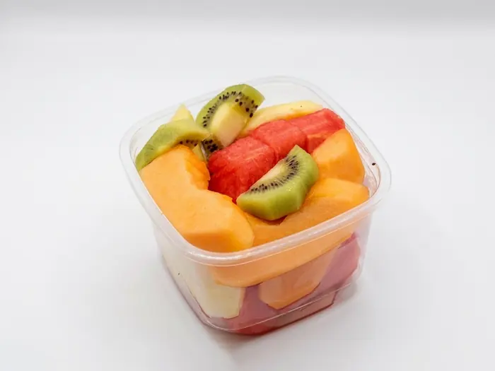 Fruit Salad Cup — Healthy Version, Olaya, Al Khobar Fresh fruit salad cup with watermelon, cantaloupe and kiwi